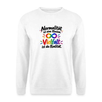 Regenbogen Infinity Vielfalt - Unisex Pullover - Weiß - Vorne - Alina (178cm) & Michal (187cm)