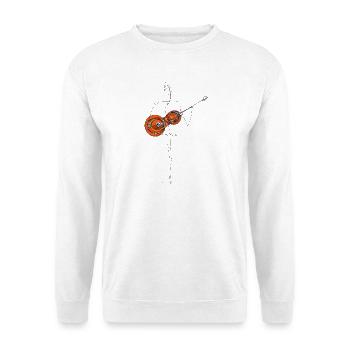 Abstrakte Gitarre in Bewegung - Unisex Pullover - Weiß - Vorne - Alina (178cm) & Michal (187cm)