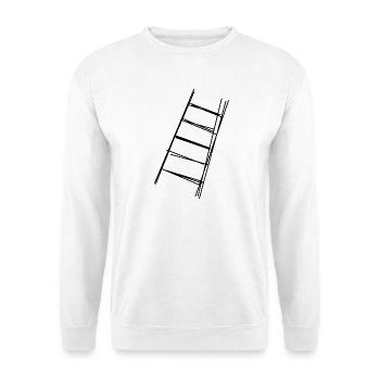 Leiter handgezeichnet - Unisex Pullover - Weiß - Vorne - Alina (178cm) & Michal (187cm)