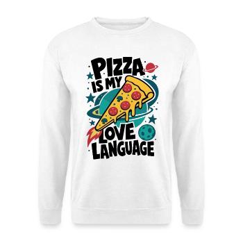 Pizza Is My Love Language – Pizzarakete - Unisex Pullover - Weiß - Vorne - Alina (178cm) & Michal (187cm)