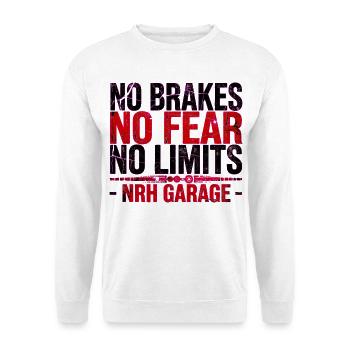 NRH Garage ohne Bremsen - Unisex Pullover - Weiß - Vorne - Alina (178cm) & Michal (187cm)