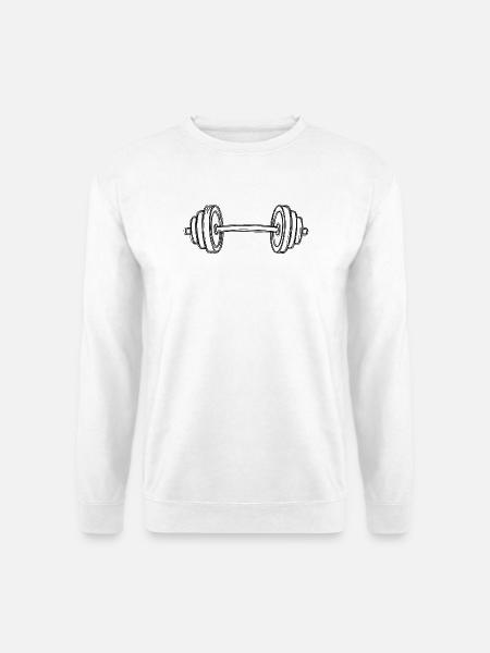 Hantel im Skizzenstil – Kraftsport und Fitness - Unisex Pullover - Weiß