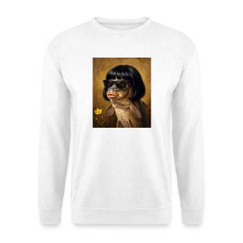 Lustige Karpfen Bob Haarschnitt - Unisex Pullover - Weiß - Vorne - Alina (178cm) & Michal (187cm)
