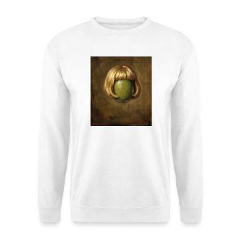 Lustige Olive Bob Haarschnitt - Unisex Pullover - Weiß - Vorne - Alina (178cm) & Michal (187cm)