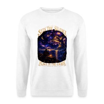 Such The Silence Cosmic Tree Campfire - Unisex Pullover - Weiß - Vorne - Alina (178cm) & Michal (187cm)