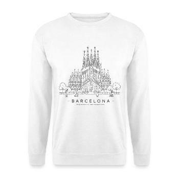 Barcelona Sagrada Familia - Unisex Pullover - Weiß - Vorne - Alina (178cm) & Michal (187cm)