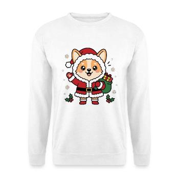 Süße Kawaii Corgi Weihnachtsgeschenktasche - Unisex Pullover - Weiß - Vorne - Alina (178cm) & Michal (187cm)