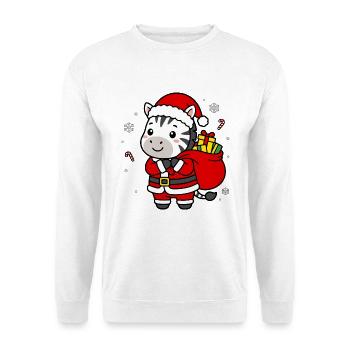 Süßer Kawaii Zebra Santa Weihnachtsgeschenksack - Unisex Pullover - Weiß - Vorne - Alina (178cm) & Michal (187cm)