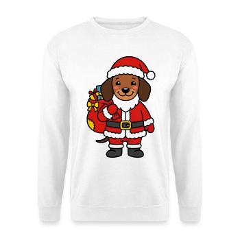 Niedliches Kawaii-Dackel Weihnachtsgeschenk-T-Shirt - Unisex Pullover - Weiß - Vorne - Alina (178cm) & Michal (187cm)