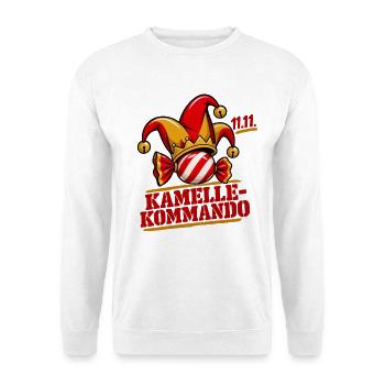 Kamelle-Kommando Karneval-T-Shirt - Unisex Pullover - Weiß - Vorne - Alina (178cm) & Michal (187cm)