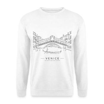 Venedig Rialto-Brücke - Unisex Pullover - Weiß - Vorne - Alina (178cm) & Michal (187cm)