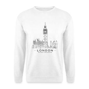 Big Ben Line Kunst - Unisex Pullover - Weiß - Vorne - Alina (178cm) & Michal (187cm)