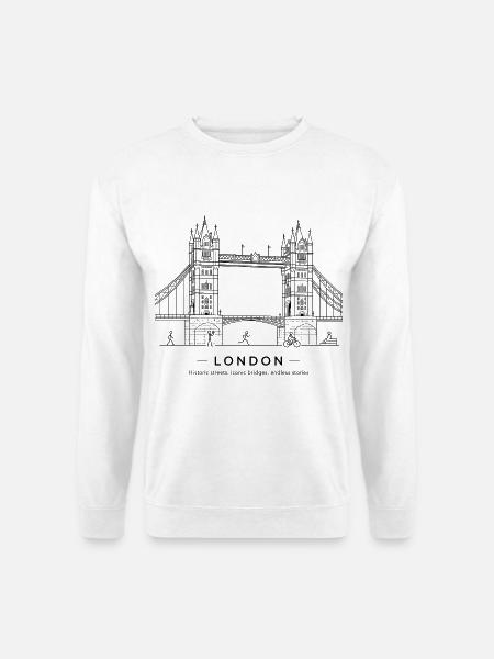 London — Tower Bridge Line Art - Unisex Pullover - Weiß