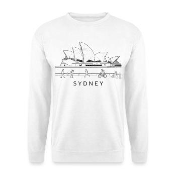 Sydney Opernhaus Linienkunst - Unisex Pullover - Weiß - Vorne - Alina (178cm) & Michal (187cm)