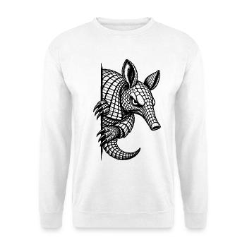 Gürteltier – Halbes Schwarz Weiß Porträt - Unisex Pullover - Weiß - Vorne - Alina (178cm) & Michal (187cm)