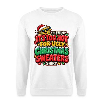 Zu Heiß Für Ugly Christmas Shirts - Unisex Pullover - Weiß - Vorne - Alina (178cm) & Michal (187cm)
