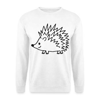 Handgezeichneter Igel – Niedlicher Doodle-Stil - Unisex Pullover - Weiß - Vorne - Alina (178cm) & Michal (187cm)