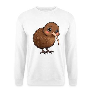 Kawaii Kiwi – Süßer Vogel aus Neuseeland - Unisex Pullover - Weiß - Vorne - Alina (178cm) & Michal (187cm)