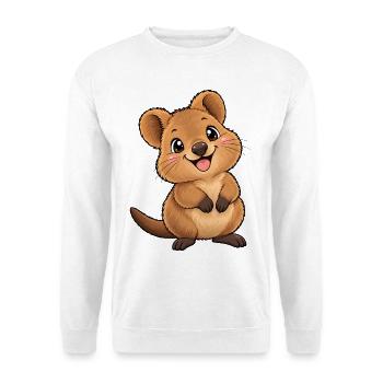 Kawaii Quokka – Das süßeste Lächeln - Unisex Pullover - Weiß - Vorne - Alina (178cm) & Michal (187cm)