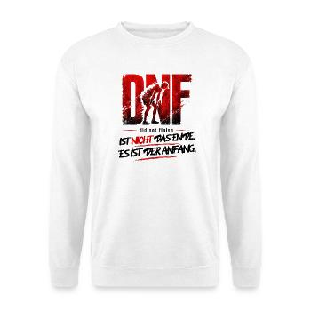 DNF ist nicht das Ende - Läufer Motivation - Unisex Pullover - Weiß - Vorne - Alina (178cm) & Michal (187cm)