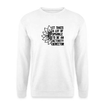 Activity Director Spruch Humor - Unisex Pullover - Weiß - Vorne - Alina (178cm) & Michal (187cm)