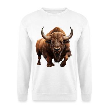 Auerochse - Unisex Pullover - Weiß - Vorne - Alina (178cm) & Michal (187cm)