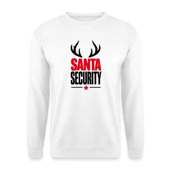 Santa Fetter roter Text mit Stern - Unisex Pullover - Weiß - Vorne - Alina (178cm) & Michal (187cm)