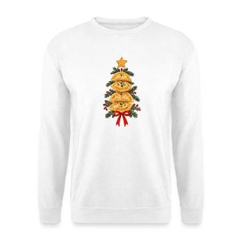 Pierogi Weihnachtsbaum polnisches Lebensmitteldesign - Unisex Pullover - Weiß - Vorne - Alina (178cm) & Michal (187cm)