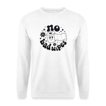 No Bad Vibes Doodle Muster - Unisex Pullover - Weiß - Vorne - Alina (178cm) & Michal (187cm)