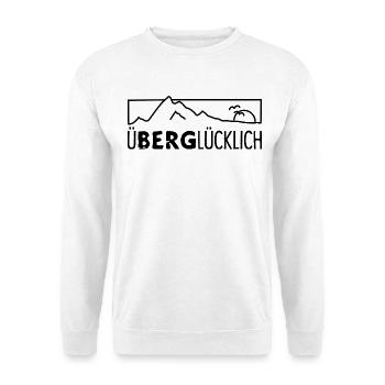 Überglücklich in den Bergen – Wandern und Outdoor - Unisex Pullover - Weiß - Vorne - Alina (178cm) & Michal (187cm)