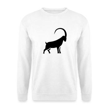 Steinbock -Silhouette mit kräftigen Linien - Unisex Pullover - Weiß - Vorne - Alina (178cm) & Michal (187cm)