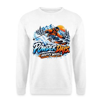 Powder Days Snow Vibe - Wintersport - Unisex Pullover - Weiß - Vorne - Alina (178cm) & Michal (187cm)
