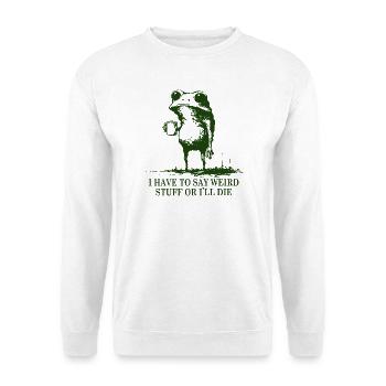 Seltsame Aussage über den Froschbecher - Unisex Pullover - Weiß - Vorne - Alina (178cm) & Michal (187cm)
