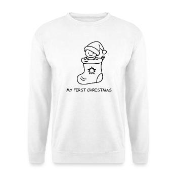 My First Christmas  - Unisex Pullover - Weiß - Vorne - Alina (178cm) & Michal (187cm)