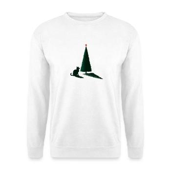 Christmas Tree Cat Silhouette - Unisex Pullover - Weiß - Vorne - Alina (178cm) & Michal (187cm)