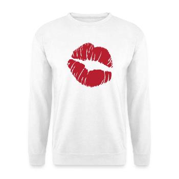 Red Lip Kiss - Unisex Pullover - Weiß - Vorne - Alina (178cm) & Michal (187cm)