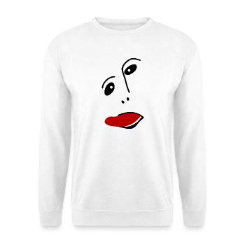 Ecce Homo streckt die Zunge heraus - Unisex Pullover - Weiß - Vorne - Alina (178cm) & Michal (187cm)