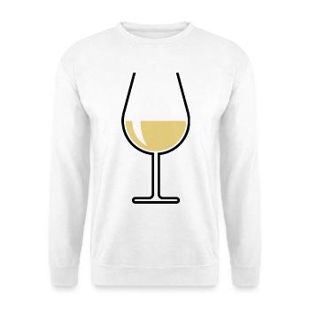 Weißweinglas Bauchig Offen (Weißwein / Wein / 2C) - Unisex Pullover - Weiß - Vorne - Alina (178cm) & Michal (187cm)
