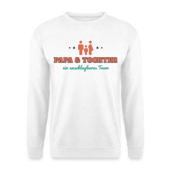Papa & Tochter – ein unschlagbares Team - Unisex Pullover - Weiß - Vorne - Alina (178cm) & Michal (187cm)
