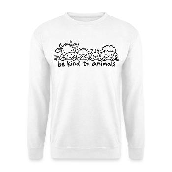 Be Kind To Animals - Unisex Pullover - Weiß - Vorne - Alina (178cm) & Michal (187cm)