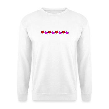 Herzen Rot Pink Reihe Symbol - Unisex Pullover - Weiß - Vorne - Alina (178cm) & Michal (187cm)