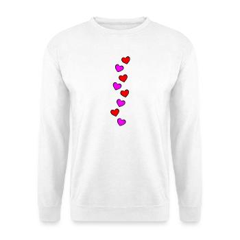 Herzen Rot Pink Vertikal Symbol - Unisex Pullover - Weiß - Vorne - Alina (178cm) & Michal (187cm)