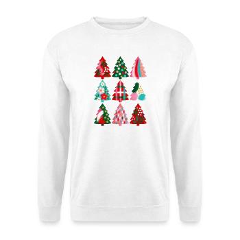 Weihnachten Boho Gemalte Weihnachtsbäume - Unisex Pullover - Weiß - Vorne - Alina (178cm) & Michal (187cm)