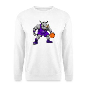 Basketball Nashorn Rhino - Unisex Pullover - Weiß - Vorne - Alina (178cm) & Michal (187cm)