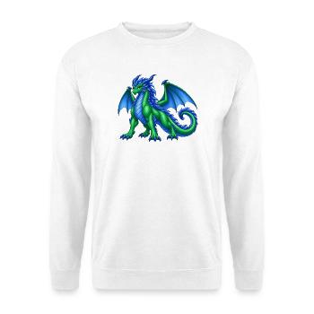 Majestätische Drachenmutter – Blau Grüner Drache - Unisex Pullover - Weiß - Vorne - Alina (178cm) & Michal (187cm)