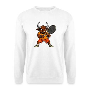 Stier Tennisspieler - Unisex Pullover - Weiß - Vorne - Alina (178cm) & Michal (187cm)