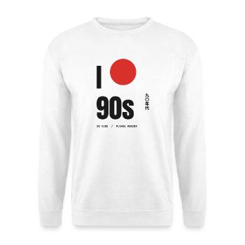 I Love The 90s Red Sun Be Kind Spul zurück - Unisex Pullover - Weiß - Vorne - Alina (178cm) & Michal (187cm)