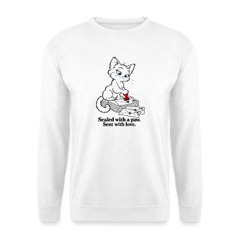 Christmas Kitten Siegelt Briefe mit Liebe - Unisex Pullover - Weiß - Vorne - Alina (178cm) & Michal (187cm)