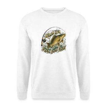 Lustiger Karpfenangler Spruch Schuppenkarpfen - Unisex Pullover - Weiß - Vorne - Alina (178cm) & Michal (187cm)