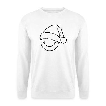 Smile mit Weihnachtsmütze - Unisex Pullover - Weiß - Vorne - Alina (178cm) & Michal (187cm)